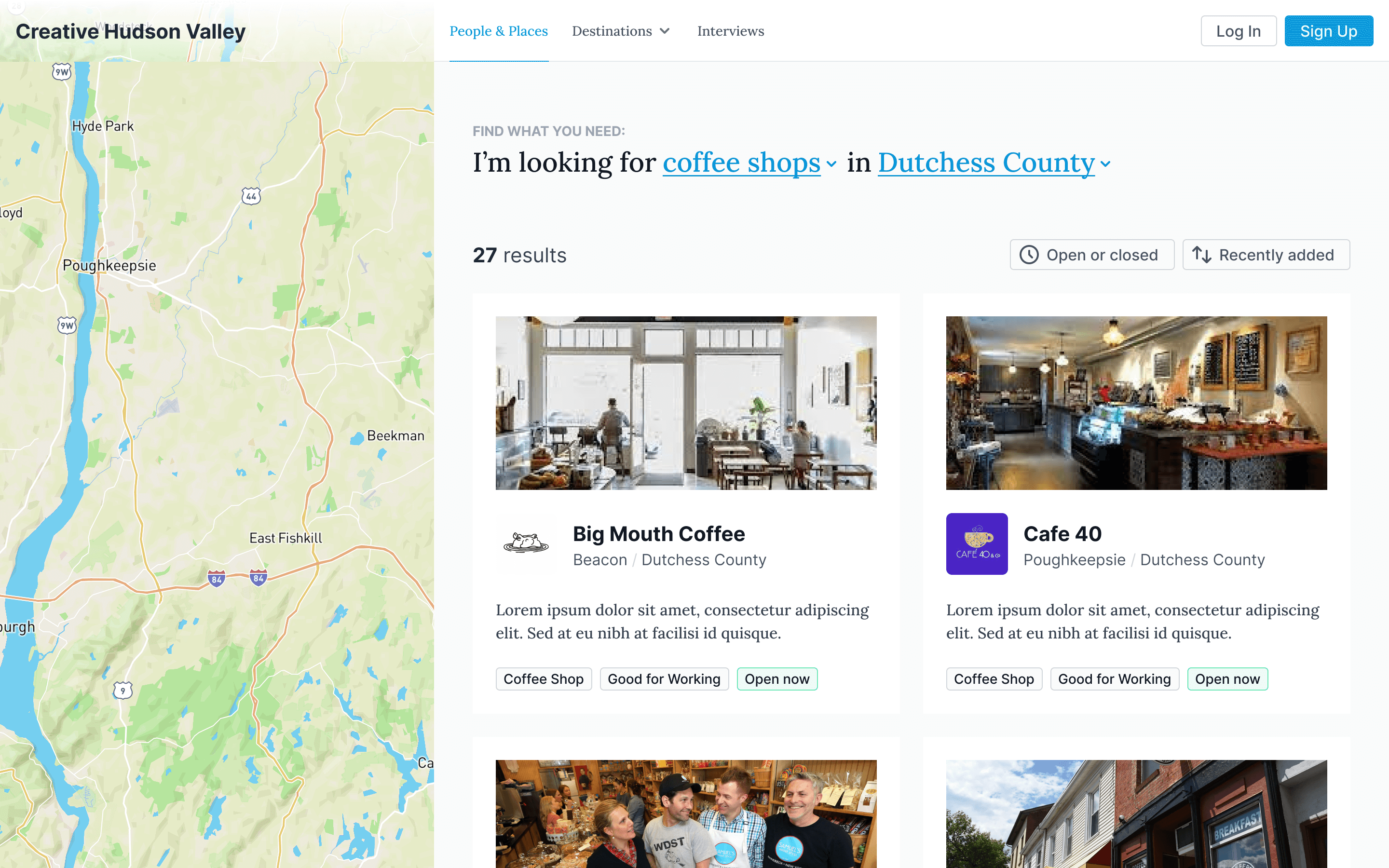 ConnectHV early businesses page iteration