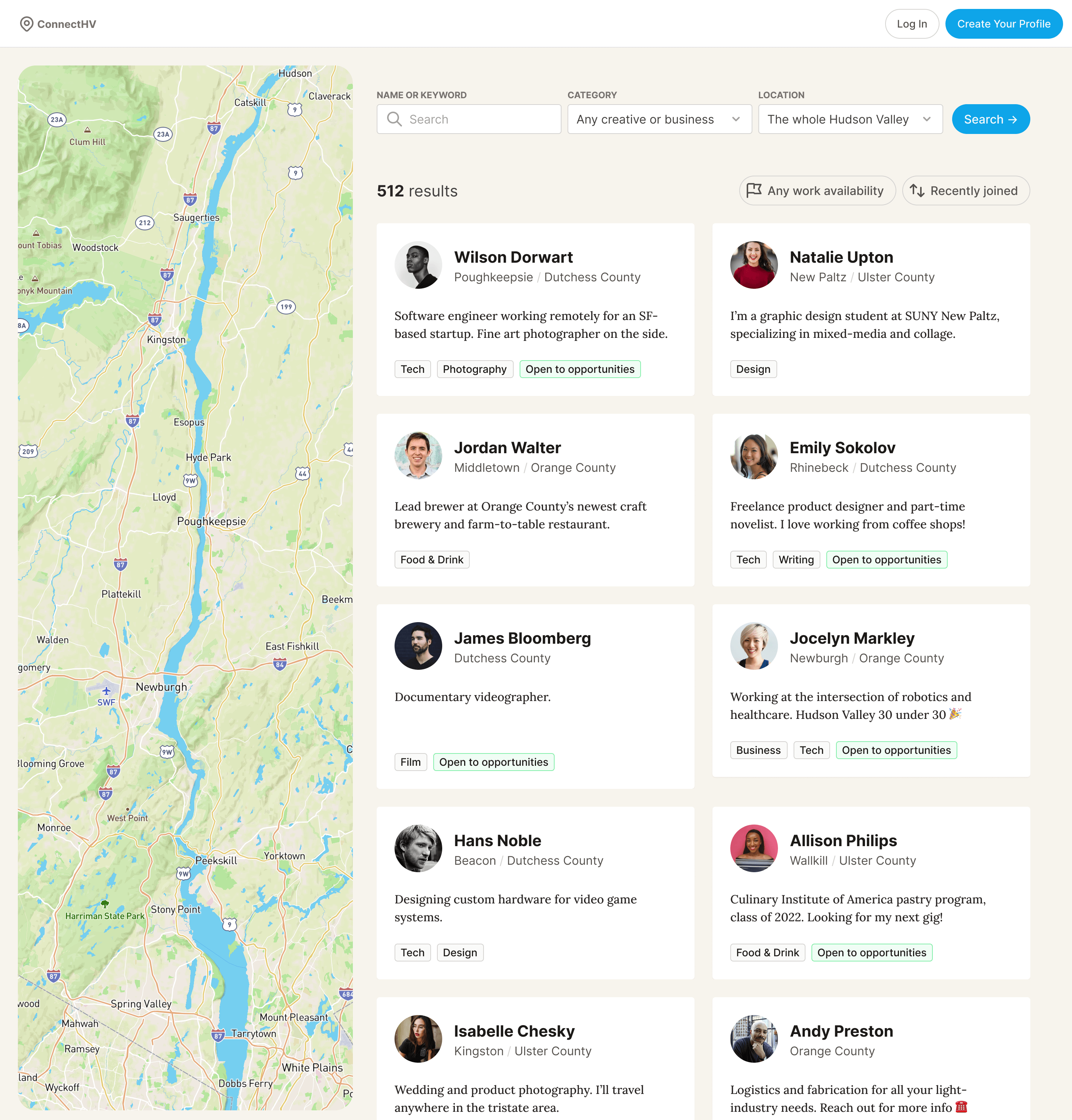ConnectHV refined home page with search and filtering system